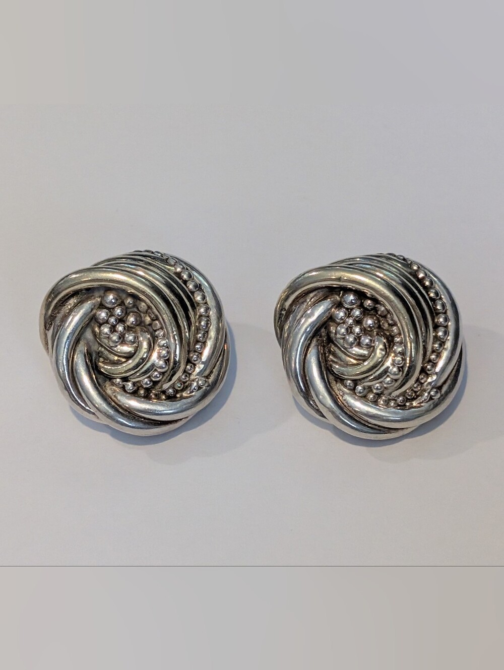 Vintage 925 Sterling Electroform Modernist Earrings Initialed J.E